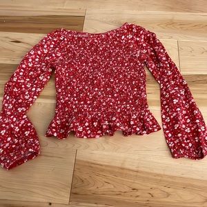 Girls red top flow at the end